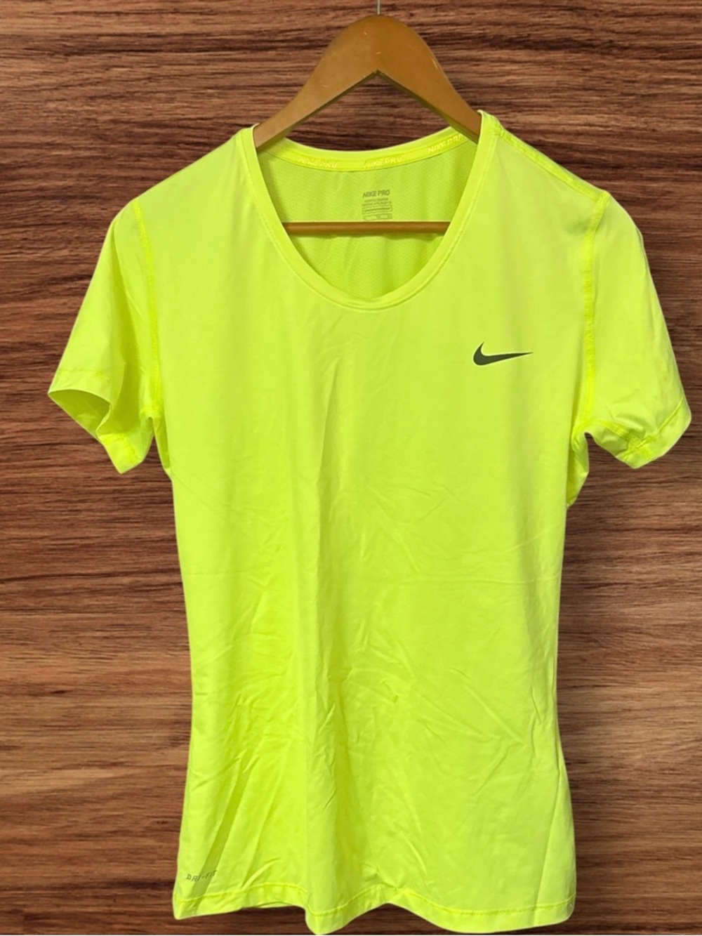 Nike Pro Women's Neon Yellow Short Sleeve Dri-Fit Performance Top